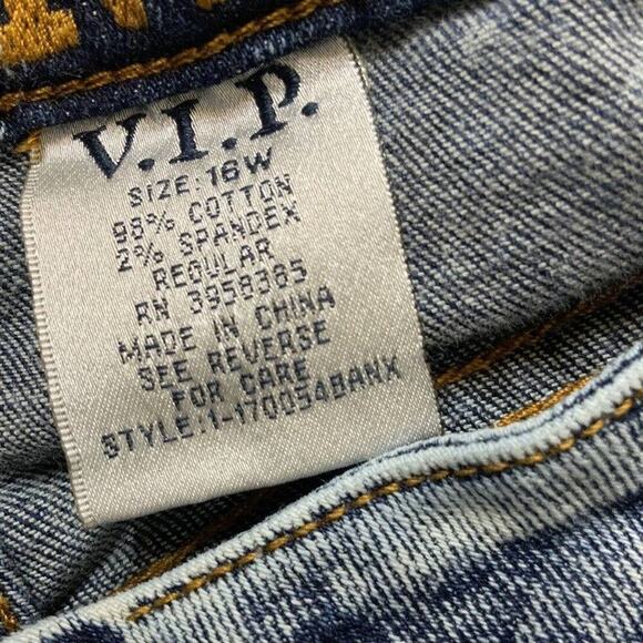 V.I.P Y2K Jeans Teen/Youth Size 16W Embroidered Floral Acid Wash Raw Hem Denim - Picture 12 of 12